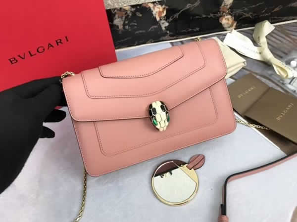 Replica Bvlgari Serpenti Forever Glossy Pink Bag Pure Copper Hardware 38102