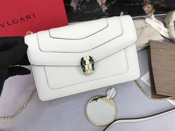 Replica Bvlgari Serpenti Forever Glossy White Bag Pure Copper Hardware 38102