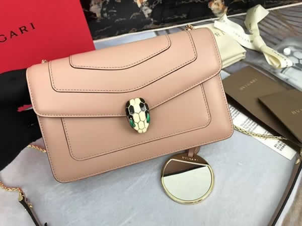 Replica Bvlgari Serpenti Forever Glossy Light pink Bag Pure Copper Hardware 38102