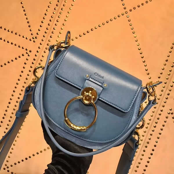 Fake Chloe Tess Saddle Bag Piggy Bag Blue Shoulder Bag 3S153