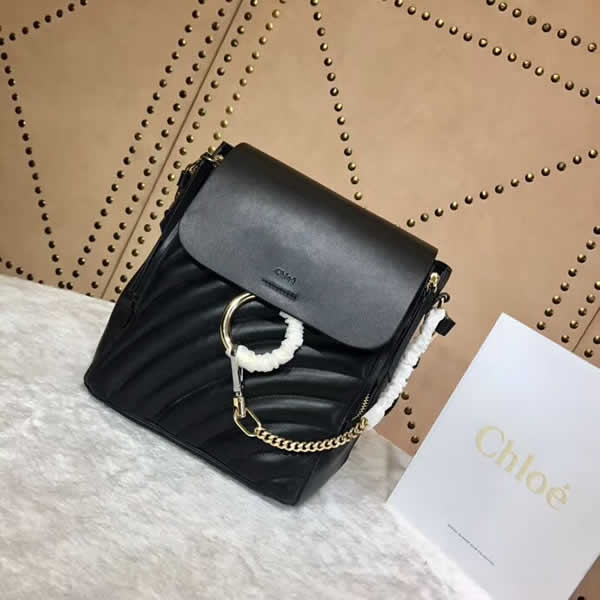 Replica New Chloe Faye Embroidered Black Backpack 3S233-A04