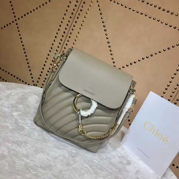 Replica New Chloe Faye Embroidered Khaki Backpack 3S233-A04