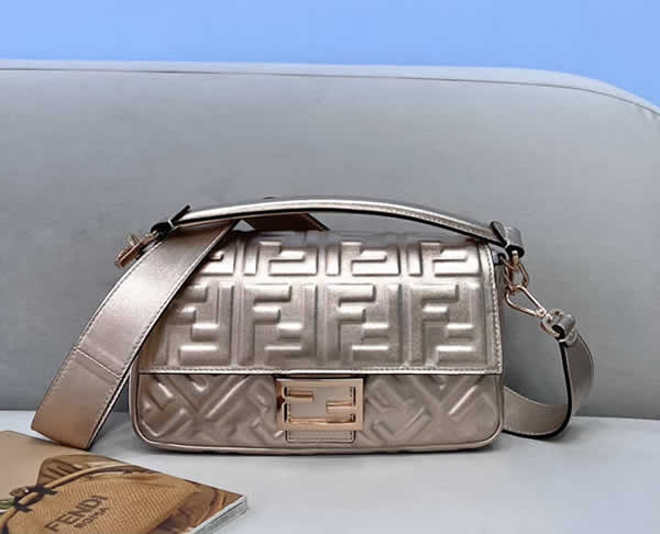 Fake Fendi Flap Crossbody Tote Sheepskin Embossed Silver Shoulder Bag 0135M