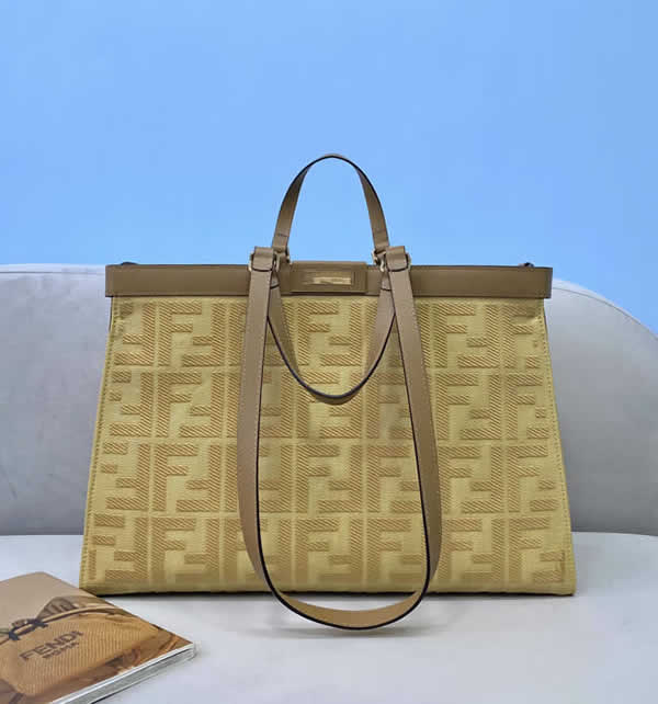 Replica Fendi Peekaboo X-Tote Yellow Shopping Bag Classic Canvas Shoulder Bag 8265