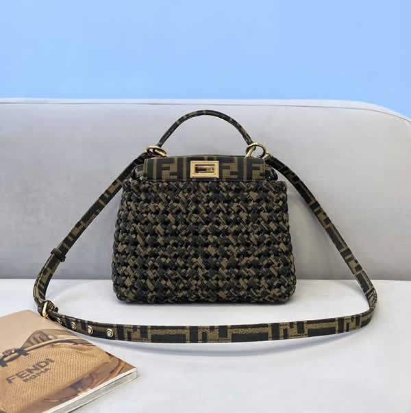 Fake Fendi Hand-Woven Peekaboo New Classic Crossbody Bag 2126AS