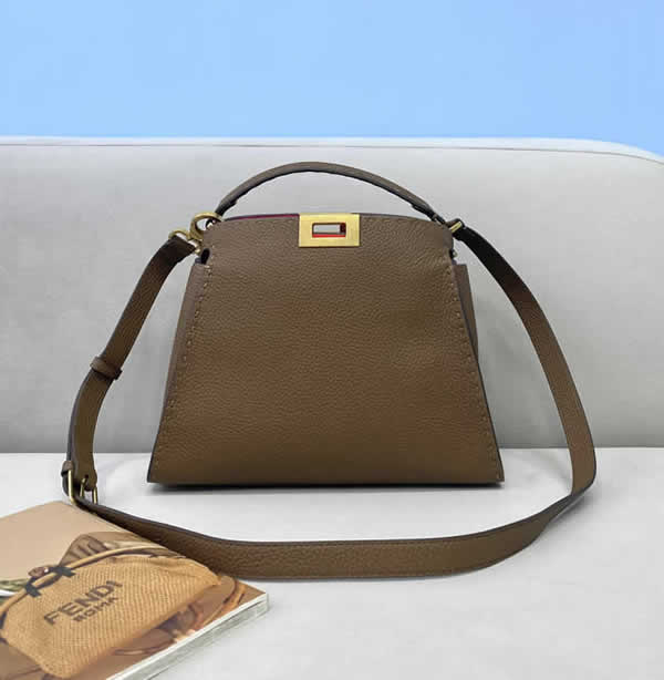 Fake New Fendi Beekaboo Brown Handbag Shoulder Bag Messenger Bag 312