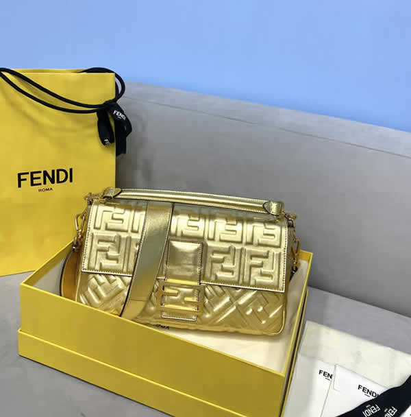 Replica Fendi Sheepskin Flap Crossbody Handbag Golden Crossbody Bag 0135