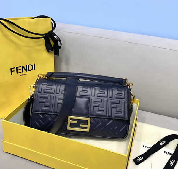 Replica Fendi Sheepskin Flap Crossbody Handbag Blue Crossbody Bag 0135