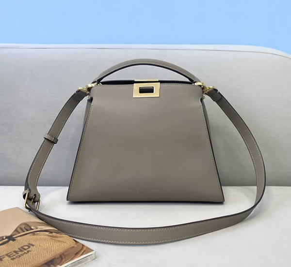 Replica New Cheap Fendi Peekaboo Khaki Single Shoulder Crossbody Bag 302