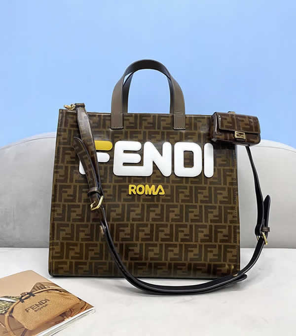 Fake Fendi Cheap Shopping Bag Stitching Pattern Crossbody Bag 8258A