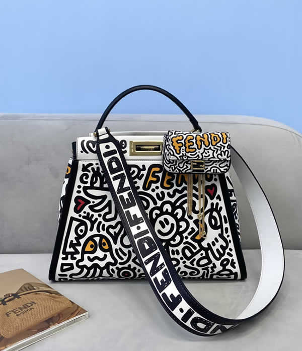 Fake Fendi Discount Peekaboo Graffiti Handbag Shoulder Bag 8325