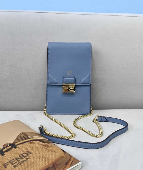 Replica Fendi Mobile Phone Bag Small Bag Blue Messenger Bag 323