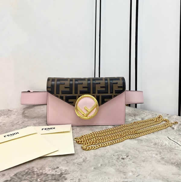 Fendi Kan I Mini Bag Scalloped Edge Round Bead Embellished Pink Crossbody Bag 381