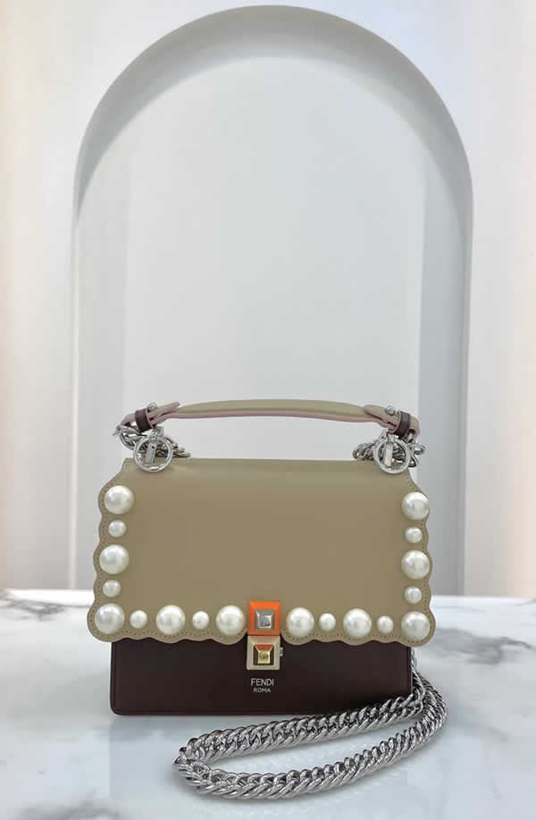 Fendi Kan I Mini Bag Scalloped Edge Round Bead Embellished Yellow Crossbody Bag 381