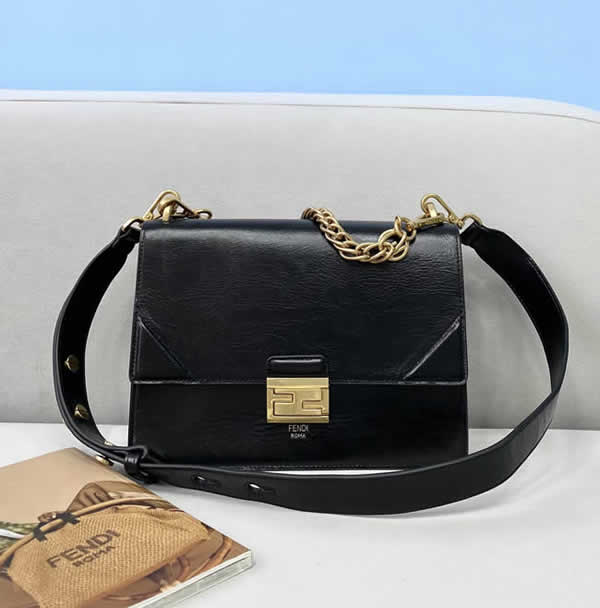 Replica Fendi Kan U Small Square Bag Black Flap Shoulder Bag 0506AL