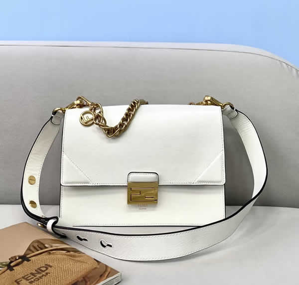 Replica Fendi Kan U Small Square Bag White Flap Shoulder Bag 0506AL