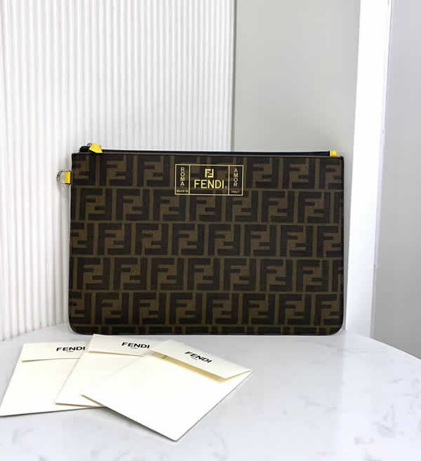 Replica Discount New Fendi Lightweight Brown Clutch Wallet 689