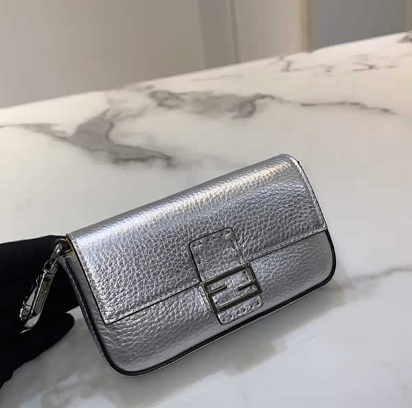 Replica Discount New Fendi Mini Baguette Silver Coin Purse 0122s