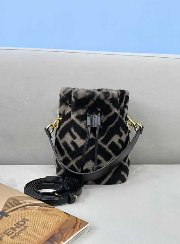 Replica Cheap Fashion Fendi Mini Wool Bucket Bag 027