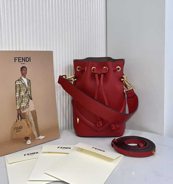 Fake Fendi Mini Bucket Body Small Devil Pattern Red Crossbody Bag 028