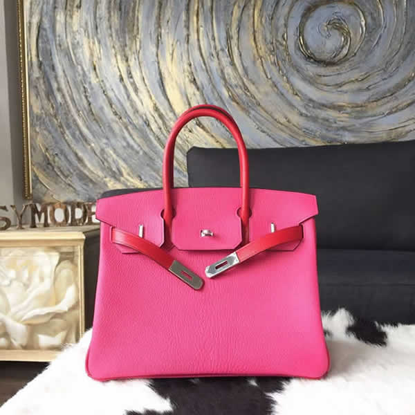 Fake Hermes Horseshoe Birkin 30cm Chevre Myzore Goatskin Bag Handstitched Palladium Hardware, Rose Shocking 5R/Rouge Casaque Q5 RS17843