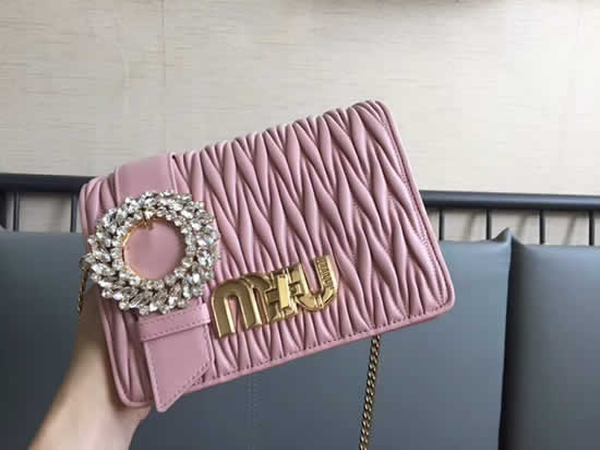 Cheap Miu Miu New Ring Crystal Drill Clutch Bag Pink Shoulder Bag 5Bf068