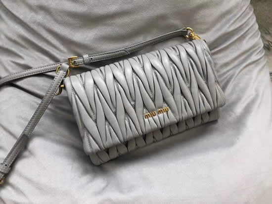 Fake New Gray Miu Miu Matelasse Shoulder Bag With Brass Hardware 5Bh080