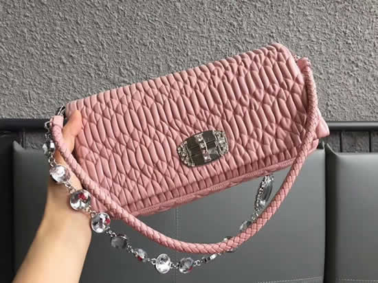 Replica Miu Miu Cloquet Diamond Chain Bag Pink Messenger Bag 5Bd233