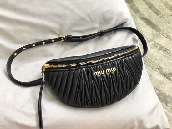 Replica Miu Miu Matelasse New Pocket Black Messenger Bag 5B010