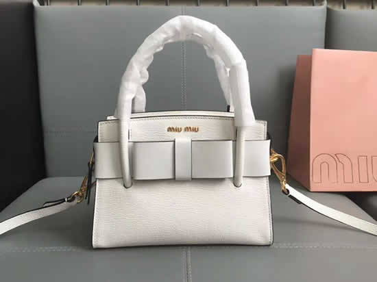 Fake New Miu Miu Bow Handbag White Messenger Bag 5Ba059