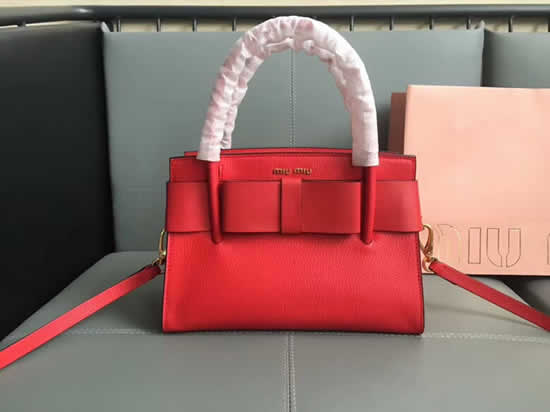 Replica Cheap Miu Miu New Bow Goatskin Red Messenger Bags 5Ba056