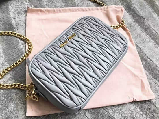 Fake Miu Miu Matelasse Gray Shoulder Crossbody Bag 5BH118B