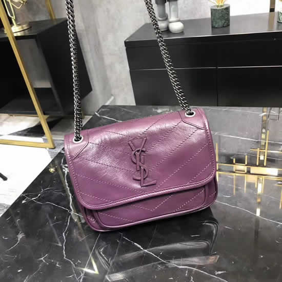 Discount Replica Yves Saint Laurent Niki Baby Purple Flap Bag Shoulder Bag