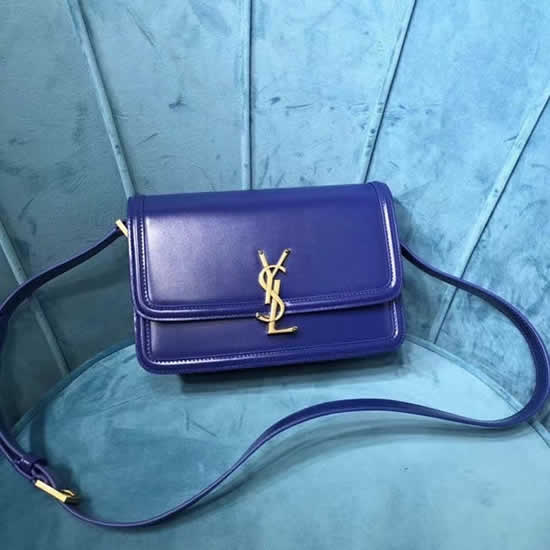 Replica Yves Saint Laurent Solferino Box Monogram Blue Shoulder Bag