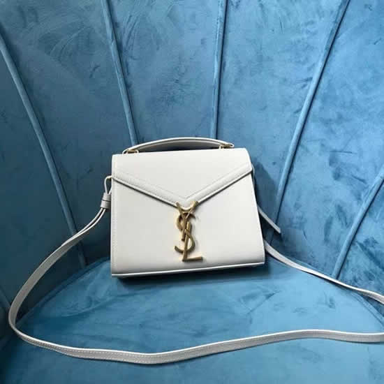 Fake Yves Saint Laurent Cassandra Mini White Clutch Crossbody Bag