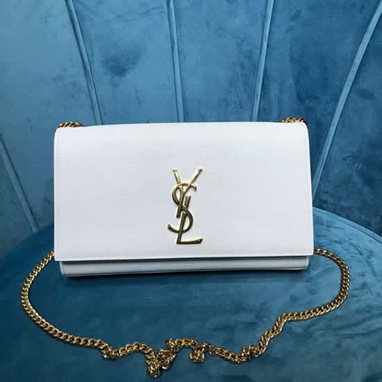 Yves Saint Laurent Monogram Leather White Shoulder Bag Classic Flap HandBag